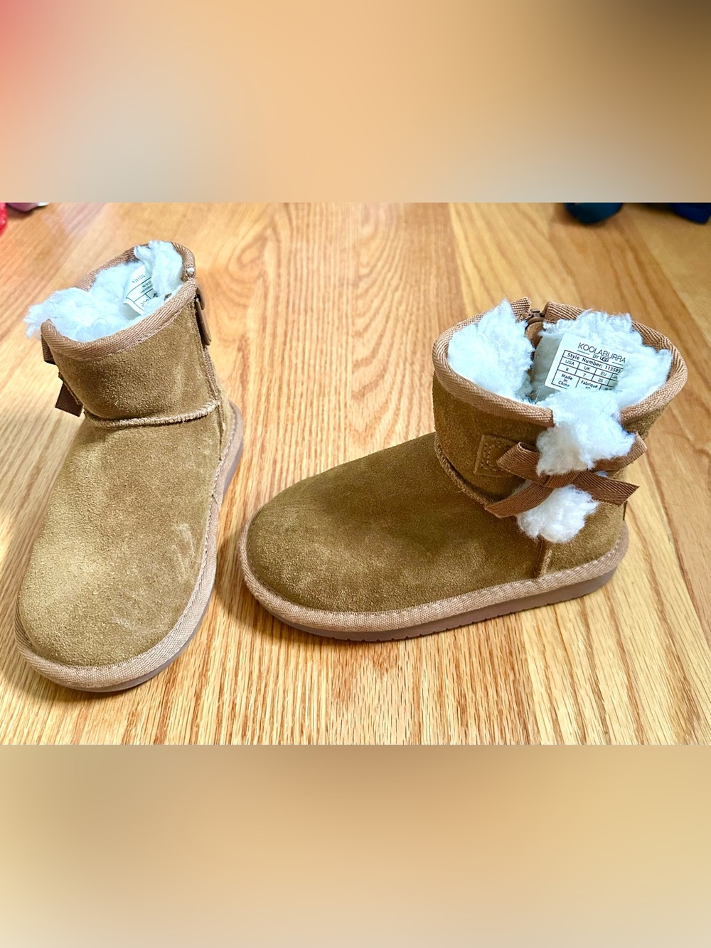 Koolaburra Kids Tan Suede Fleece-Lined Boots